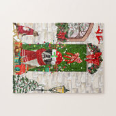 Saint Bernard Dog Weihnachten Puzzle (Horizontal)