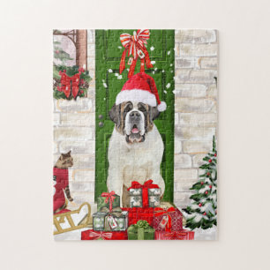Saint Bernard Dog Weihnachten Puzzle