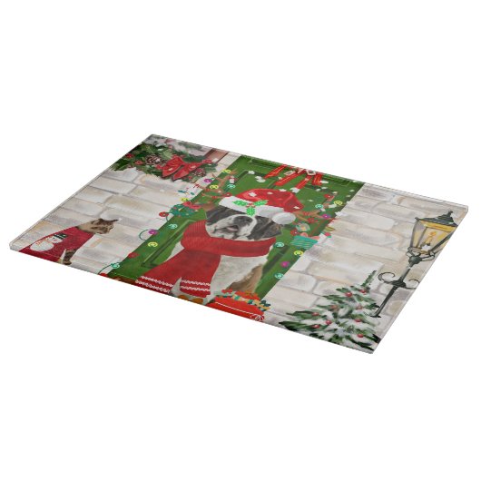 Saint Bernard Dog Weihnachten Schneidebrett (Ecke)