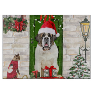Saint Bernard Dog Weihnachten Schneidebrett