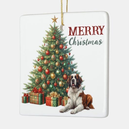 Saint Bernard Dog Weihnachtsbaum Keramikornament (Links)