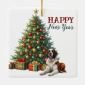 Saint Bernard Dog Weihnachtsbaum Keramikornament (Rückseite)