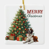 Saint Bernard Dog Weihnachtsbaum Keramikornament (Vorderseite)