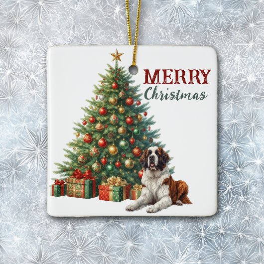 Saint Bernard Dog Weihnachtsbaum Keramikornament
