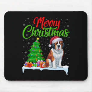 Saint Bernard Dog Weihnachtsbaum Lichter Funny Xma Mousepad