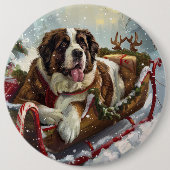 Saint Bernard Dog Weihnachtsfest Button (Vorderseite)
