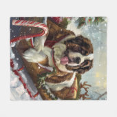 Saint Bernard Dog Weihnachtsfest Fleecedecke (Vorderseite (Horizontal))