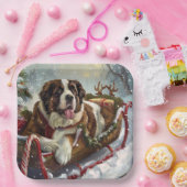Saint Bernard Dog Weihnachtsfest Pappteller (Party)