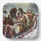 Saint Bernard Dog Weihnachtsfest Pappteller (Vorderseite)