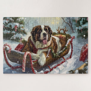 Saint Bernard Dog Weihnachtsfest Puzzle