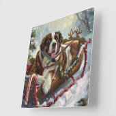 Saint Bernard Dog Weihnachtsfest Quadratische Wanduhr (Winkel)