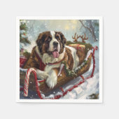 Saint Bernard Dog Weihnachtsfest Serviette (Vorderseite)