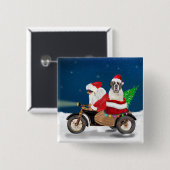 Saint Bernard Dog Weihnachtsmann Button (Vorne & Hinten)