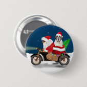 Saint Bernard Dog Weihnachtsmann Button (Vorne & Hinten)