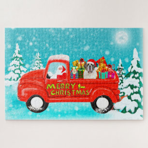 Saint Bernard Dog Weihnachtsmann Lieferwagen Puzzle