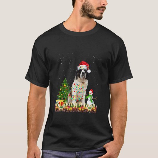Saint Bernard Dog Weihnachtsmannmütze Christmas Do T-Shirt (Vorderseite)