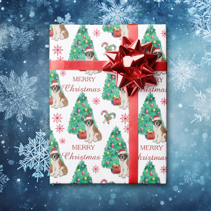 Saint Bernard Dog Weihnachtsmuster Geschenkpapier