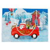 Saint Bernard Dog Weihnachtswagen Schnee Große Geschenktüte (Rückseite)