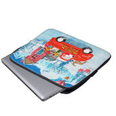 Saint Bernard Dog Weihnachtswagen Schnee Laptopschutzhülle (Vorne Knopf)