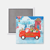 Saint Bernard Dog Weihnachtswagen Schnee Magnet (Vorderseite/Rückseite)