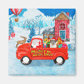 Saint Bernard Dog Weihnachtswagen Schnee Magnet (Vorne)