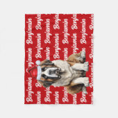 Saint Bernard Dog with Name Pattern Christmas Fleecedecke (Vorderseite)