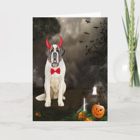 Saint Bernard Dog zu Halloween Karte (Vorderseite)