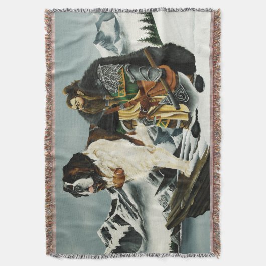 Saint Bernard Dog Zwarf Fantasy Decke (Vorderseite Vertikal)