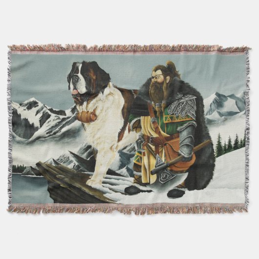 Saint Bernard Dog Zwarf Fantasy Decke (Vorderseite)
