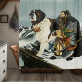 Saint Bernard Dog Zwarf Fantasy Duschvorhang