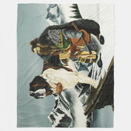 Saint Bernard Dog Zwarf Fantasy Fleecedecke (Vorderseite)