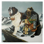 Saint Bernard Dog Zwarf Fantasy Fliese (Vorderseite)