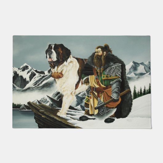 Saint Bernard Dog Zwarf Fantasy Fußmatte (Vorderseite)