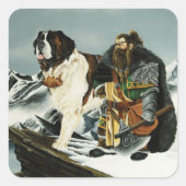 Saint Bernard Dog Zwarf Fantasy Quadratischer Aufkleber (Vorderseite)