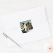 Saint Bernard Dog Zwarf Fantasy Quadratischer Aufkleber (Umschlag)