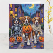Saint Bernard Dogs in Halloween Costumes Karte (Gelbe Blume)