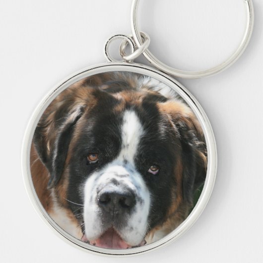 Saint Bernard Face Grosser Premium Schlüsselanhäng Schlüsselanhänger (Vorne)