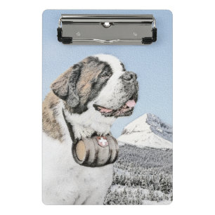 Saint Bernard Gemälde - Süße originelle Hundekunst Mini Klemmbrett