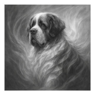 Saint Bernard GeoRealism Portrait – Gentle Guardia Fotodruck