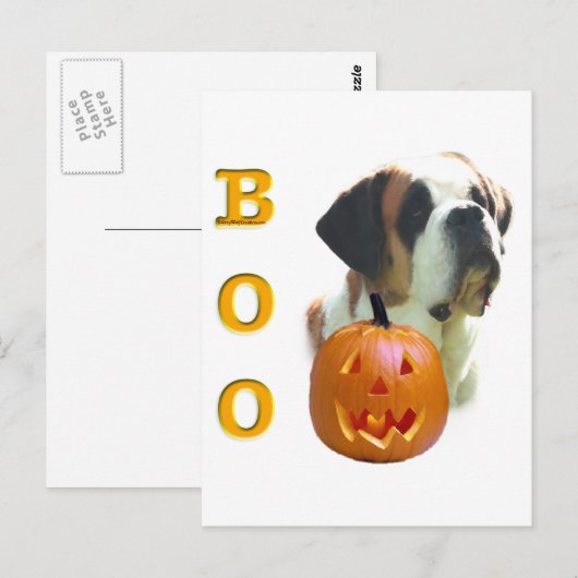 Saint Bernard (glatt) Boo Postkarte (Vorne/Hinten)