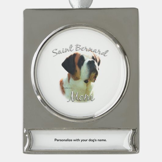 Saint Bernard (glatt) Mama 2 Banner-Ornament Silber (Vorderseite)