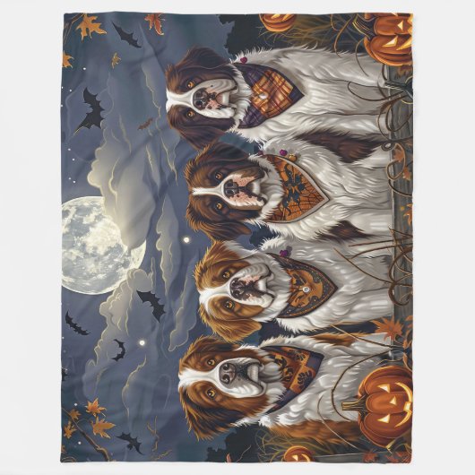 Saint Bernard Halloween Spooky Fleecedecke (Vorderseite)