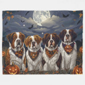 Saint Bernard Halloween Spooky Fleecedecke (Vorderseite (Horizontal))