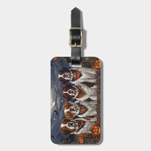 Saint Bernard Halloween Spooky Gepäckanhänger (Vorderseite vertikal)