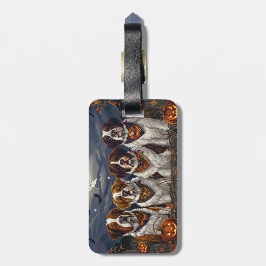 Saint Bernard Halloween Spooky Gepäckanhänger (Rückseite vertikal)