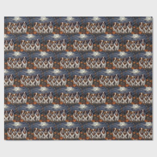 Saint Bernard Halloween Spooky Geschenkpapier (Flach)