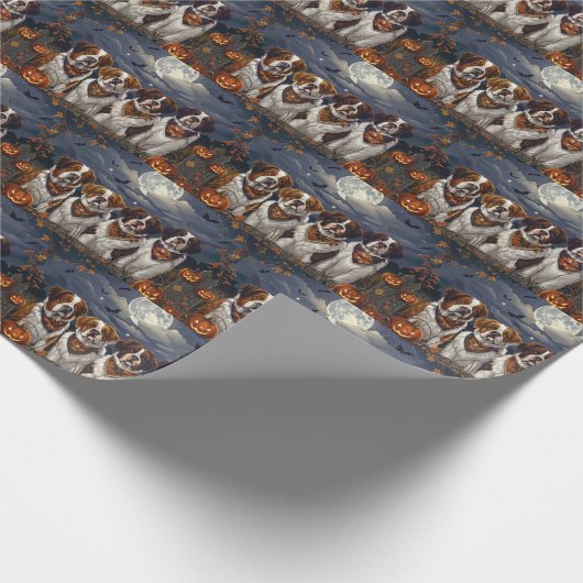 Saint Bernard Halloween Spooky Geschenkpapier (Ecke)