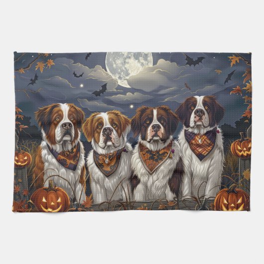 Saint Bernard Halloween Spooky Geschirrtuch (Horizontal)
