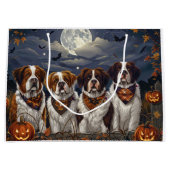 Saint Bernard Halloween Spooky Große Geschenktüte (Vorderseite)