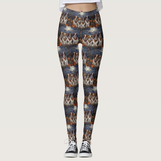 Saint Bernard Halloween Spooky Leggings (Vorderseite)
